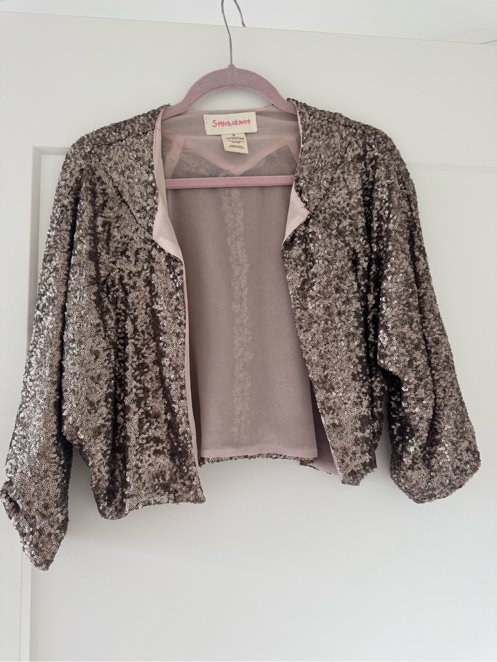 Taupe Gold Sequin Cropped Jacket
